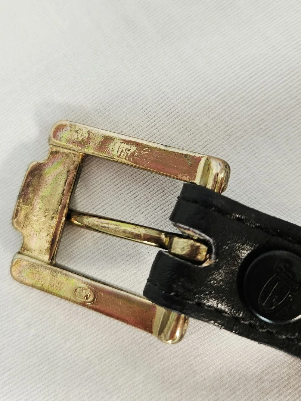 Justin Black Leather Slim Western Belt Gold Buckle USA Cowhide Size 28